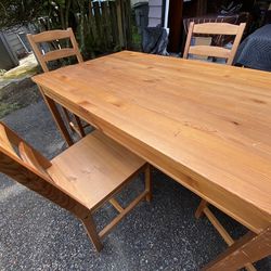 Wood Dining Table With 4 Matching Chairs