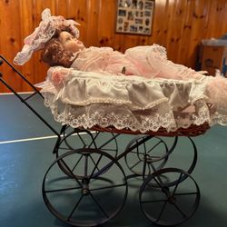 Vintage Doll with Pram