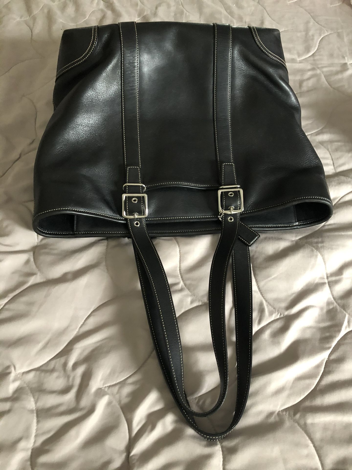 Coach Black Leather Hampton Tote #6491 Large Carry Bag Excellent Condition-Gentle Use Very Nice