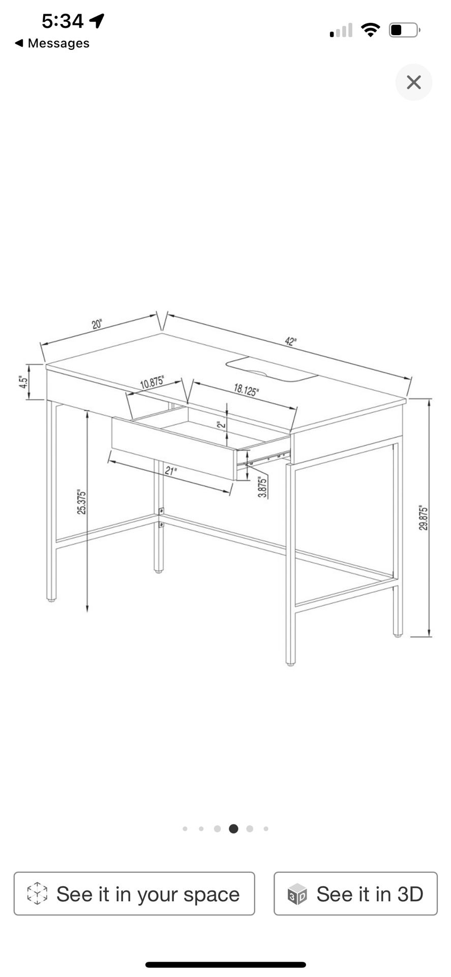 Threshold Loring Wood Writing Desk with Drawers and Charging Station