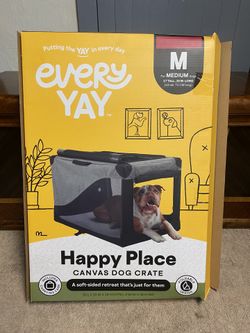 Every Yay Happy Place Foldable Canvas Dog Crate- Medium- EXCELLENT CONDITION