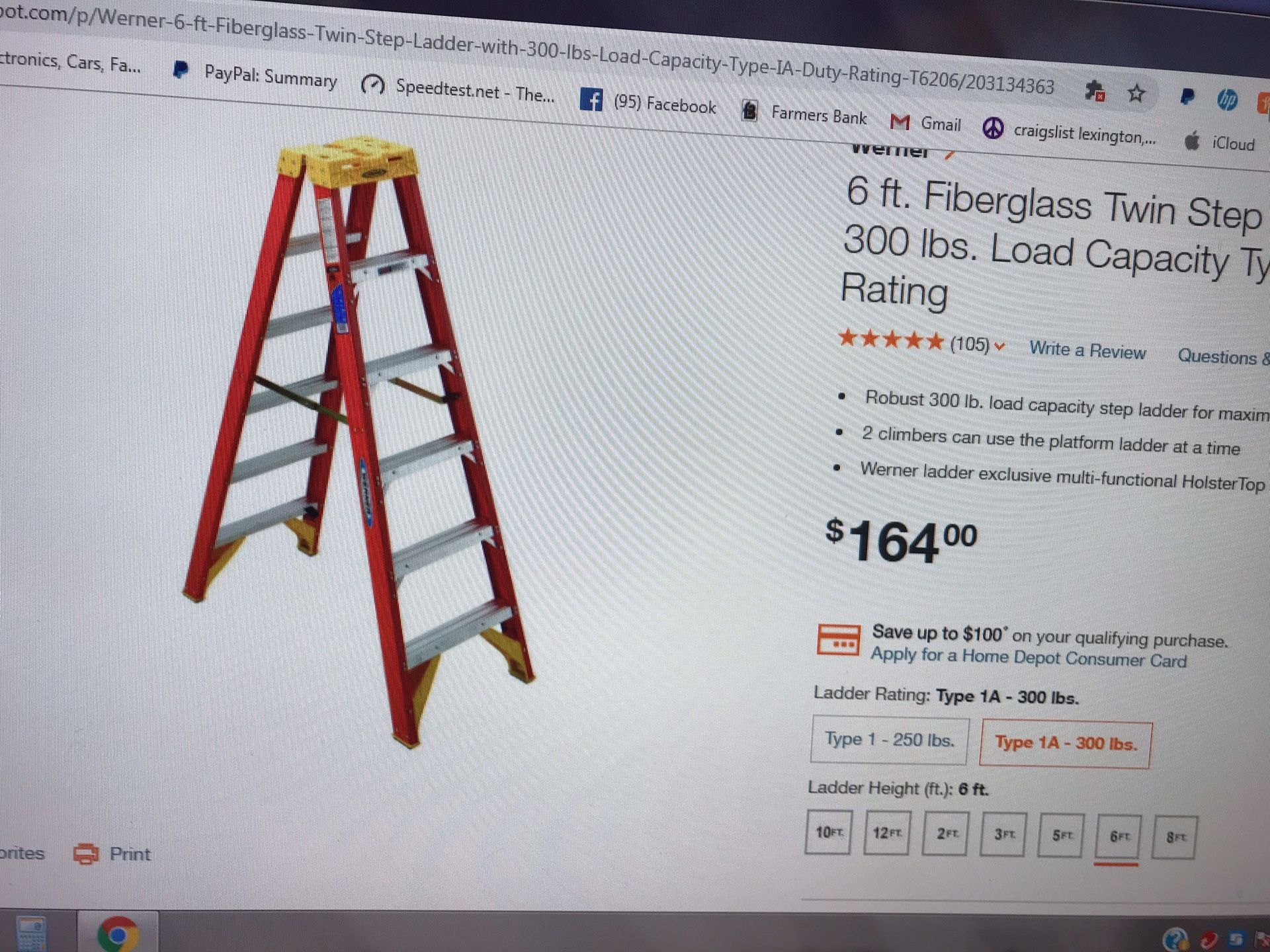 WERNER 6ft FIBERGLASS LADDER