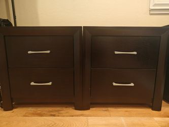 Dark brown 2 drawer nightstands
