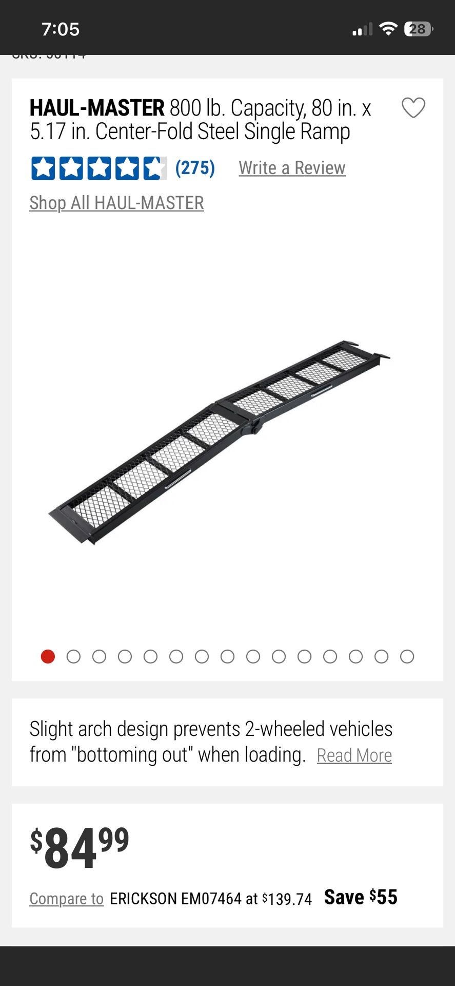 Load Ramp For Dirt Bike With 800lb Limit