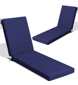 71 x 21 x 2.75 in. Outdoor Chaise Lounge Cushions 2-Pieces Replacement Patio Cushion with Removable Cover in Navy Blue
