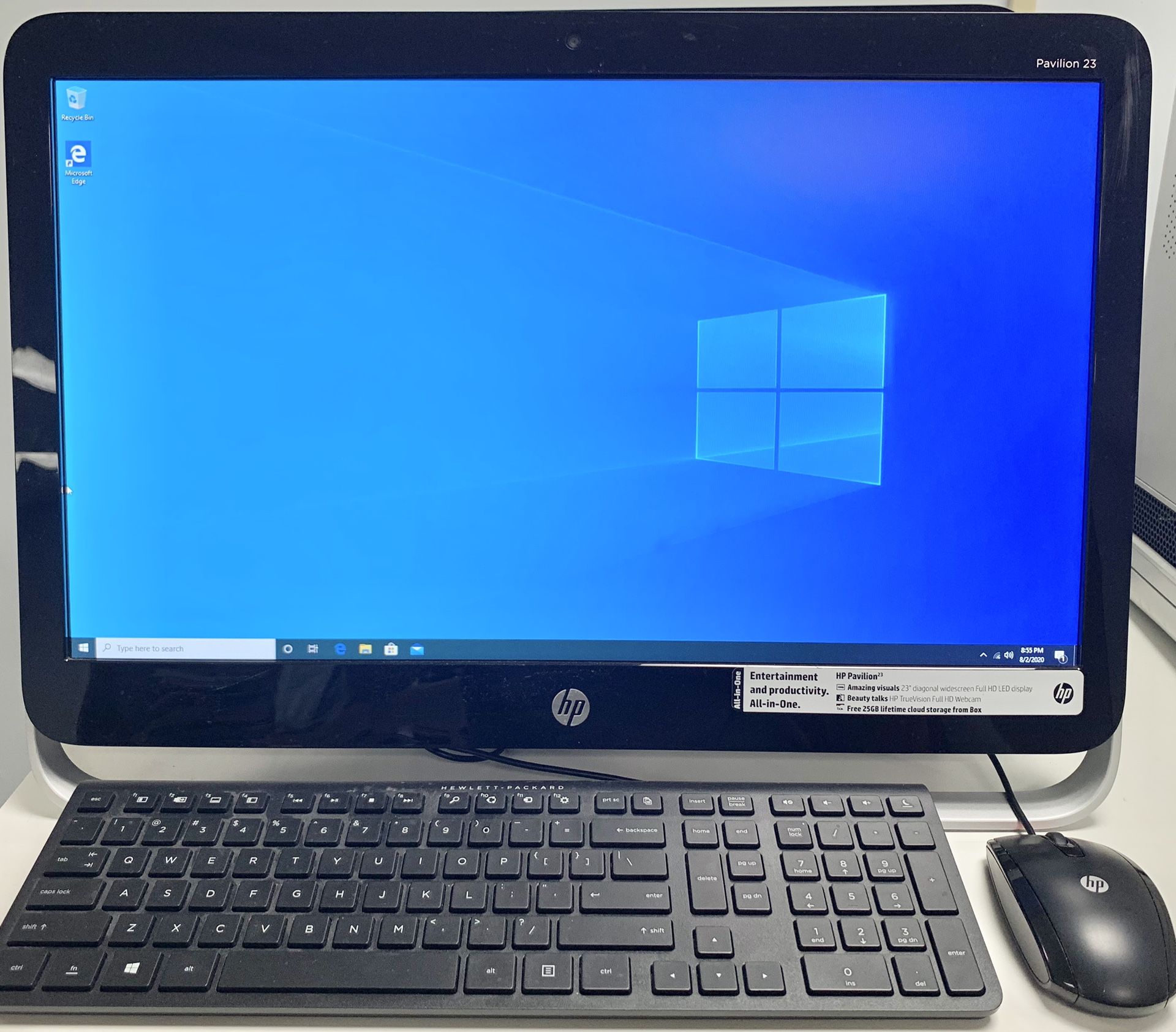 HP Pavilion 23-g010 23” All-In-One DVD AMD E2-3800 Quad Core 1.3 GHz 4GB Ram 500GB HDD Win10Pro MS Office 2019