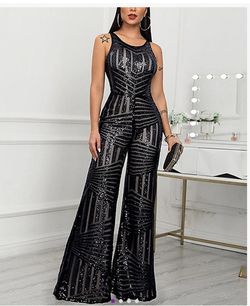 Black Lace (Sheer Leg) Jumpsuit SzM