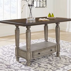 Ashley Two Tone Counter Height Dining Table with Storage Drawer