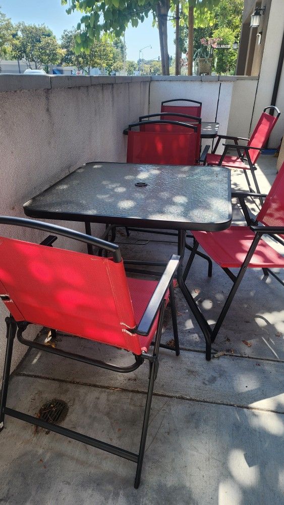 5 Piece Red Outdoor Patio Funiture