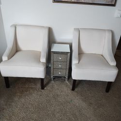 Two Modern Armchairs With A Glass Mini Console