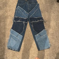 Blue Patched Jeans