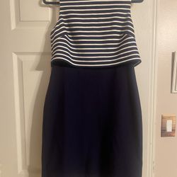 Eliza J Navy And White Striped Dress Size 10