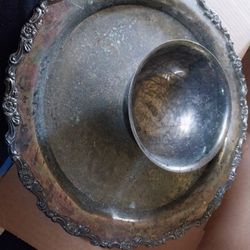 Vintage Silver Tea Pots And Plates 