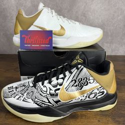 Nike Zoom Kobe 5 Protro Big Stage Parade Size 7.5 CT8014-100 Gold White Black Men’s Shoes OG Rare