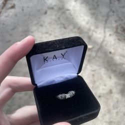 Kay Blue And White 1/8 Ct Diamond Round Cut Sterling Silver Promise Ring (Size 7)