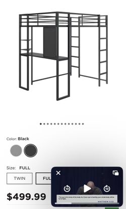 Full size loft bed with built in desk
