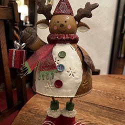 Christmas Reindeer Metal Art Luminary Holiday Gift Votive Candleholder 12" Cute