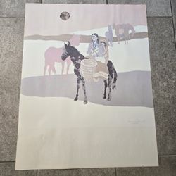 Jacqueline Rochester Signed Print Poster Pueblo Native American Santa Fe 27x22"