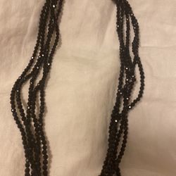 Vintage Faceted Onyx Multi Strands Necklace 