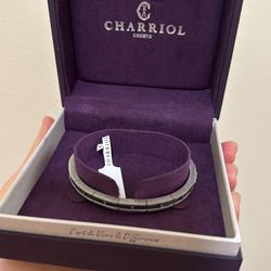 Charriol Forever Slim Svart PVD Silver Steel Wire Bangle 04-(contact info removed)-21 Sz L