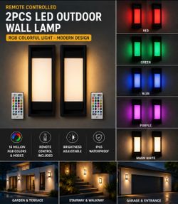 Modern RGB Outdoor Wall Lights (2-Pack) – Remote Control Included