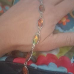 Sterling silver & Baltic amber vintage chain link
