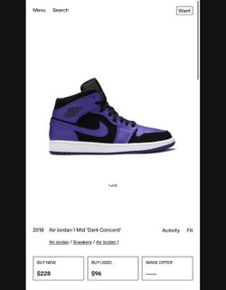 Jordan Mid One Purple Concord