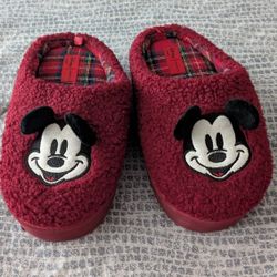 NEW Disney Mickey Mouse Red Fluffy Slippers - Forever 21, Women's Size Large