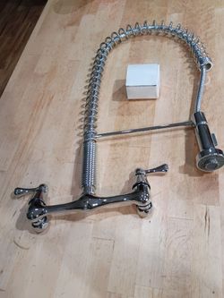 Chrome Wall Mount Kitchen Faucet with Pull-Down Sprayer chrome