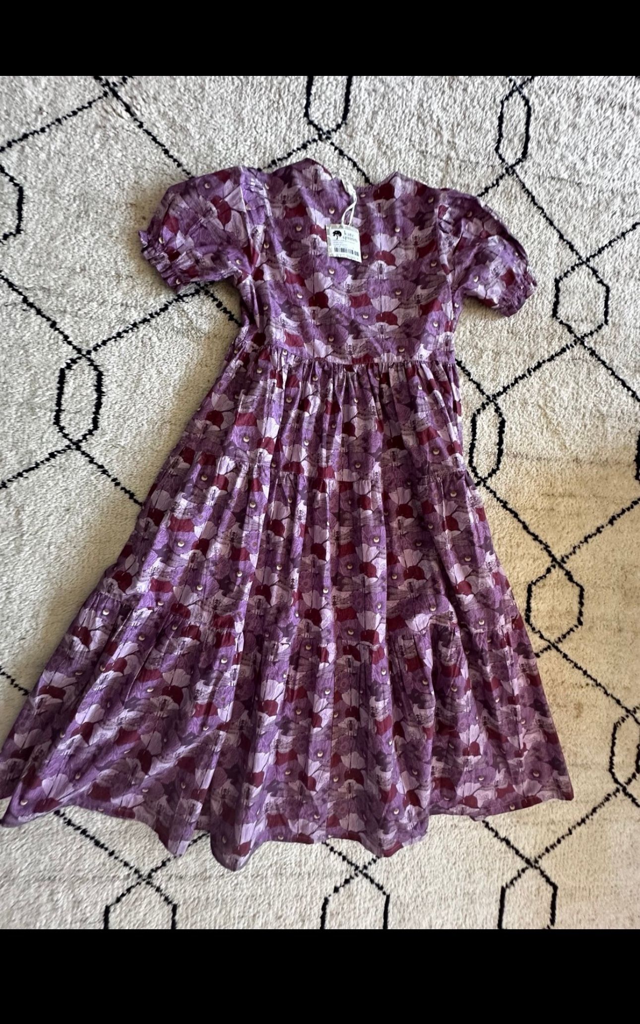 Kate Quinn S Women’s puff Sleeve Prairie Dress - purple dragonfly