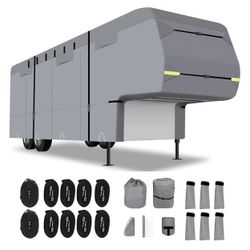 5th Wheel RV Cover-Upgraded 7Layers Heavy Duty RV Cover 23-26’ Camper RV Cover Breathable,Waterproof Anti-UV Windproof Winter Camper Cover with Tongue