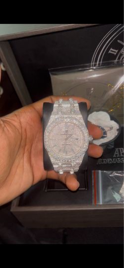 Moissanite Watch (AP) W/ box & papers + Extra Blue Dial/Face & Link removal