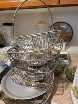 Vintage silver bread baskets from Germany flower heart oval