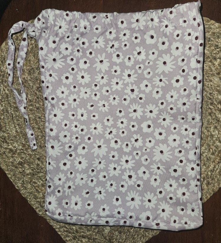 Purple with White Flowers Bag Makeup Bag Cosmetic Bag Gift Bag