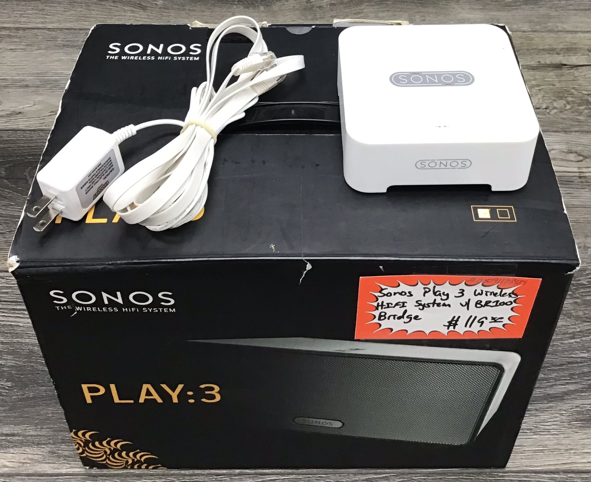 Sonos Play 3 Wireless HIFI System W/ BR100 Bridge 