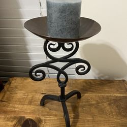 Antique Brass Metal Candle Holder ( Bonus Candle Included ) 
