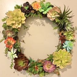 Handmade Faux Pastel Succulent Wreath