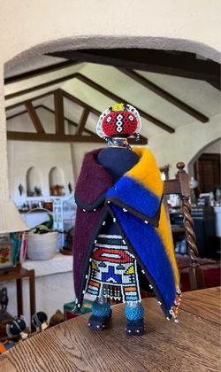 Vintage Ndebele Doll: 16” African Tribal Art, Hand-Beaded