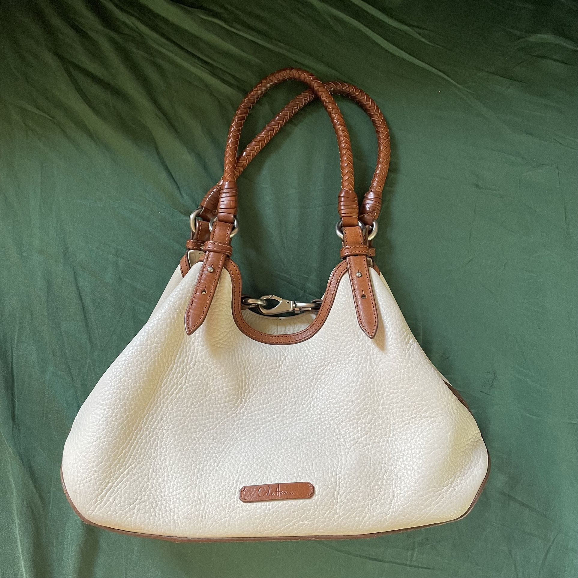 Cole Hann Leather Brown Beige White Purse Tote Satchels