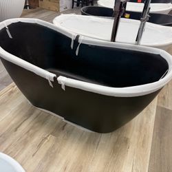 59 in. Double Slipper Bathtub - Matte Black with Center Drain