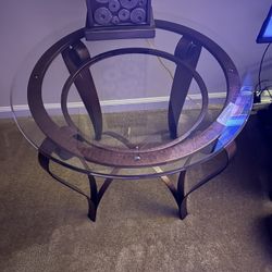Glass/bronze table set 