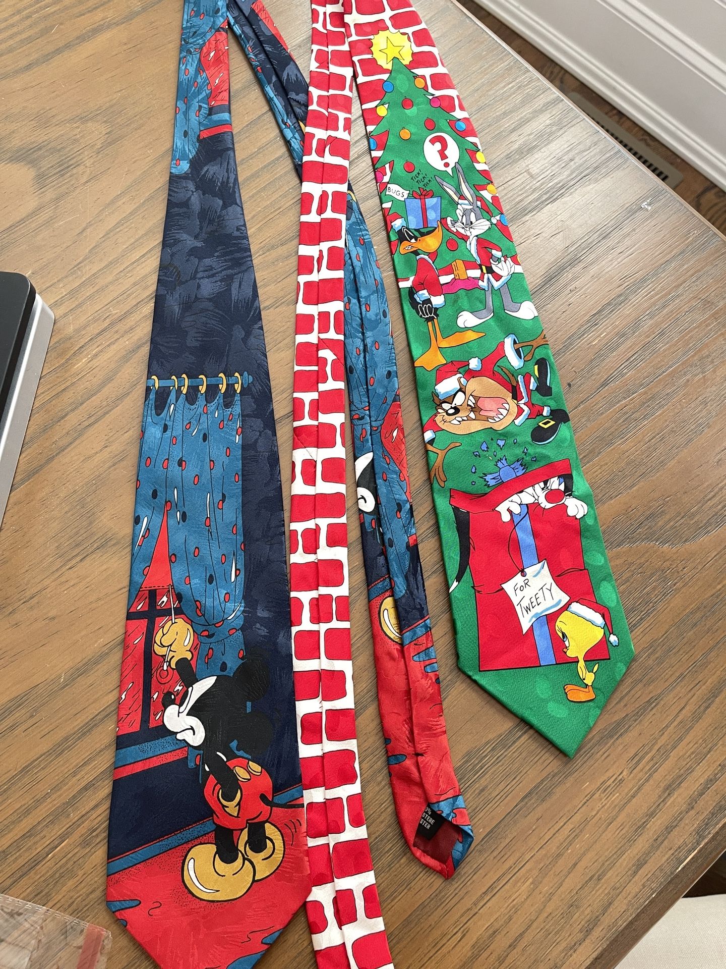 Vintage Disney and Looney Tunes Christmas Ties - Set of 2 (1990s)
