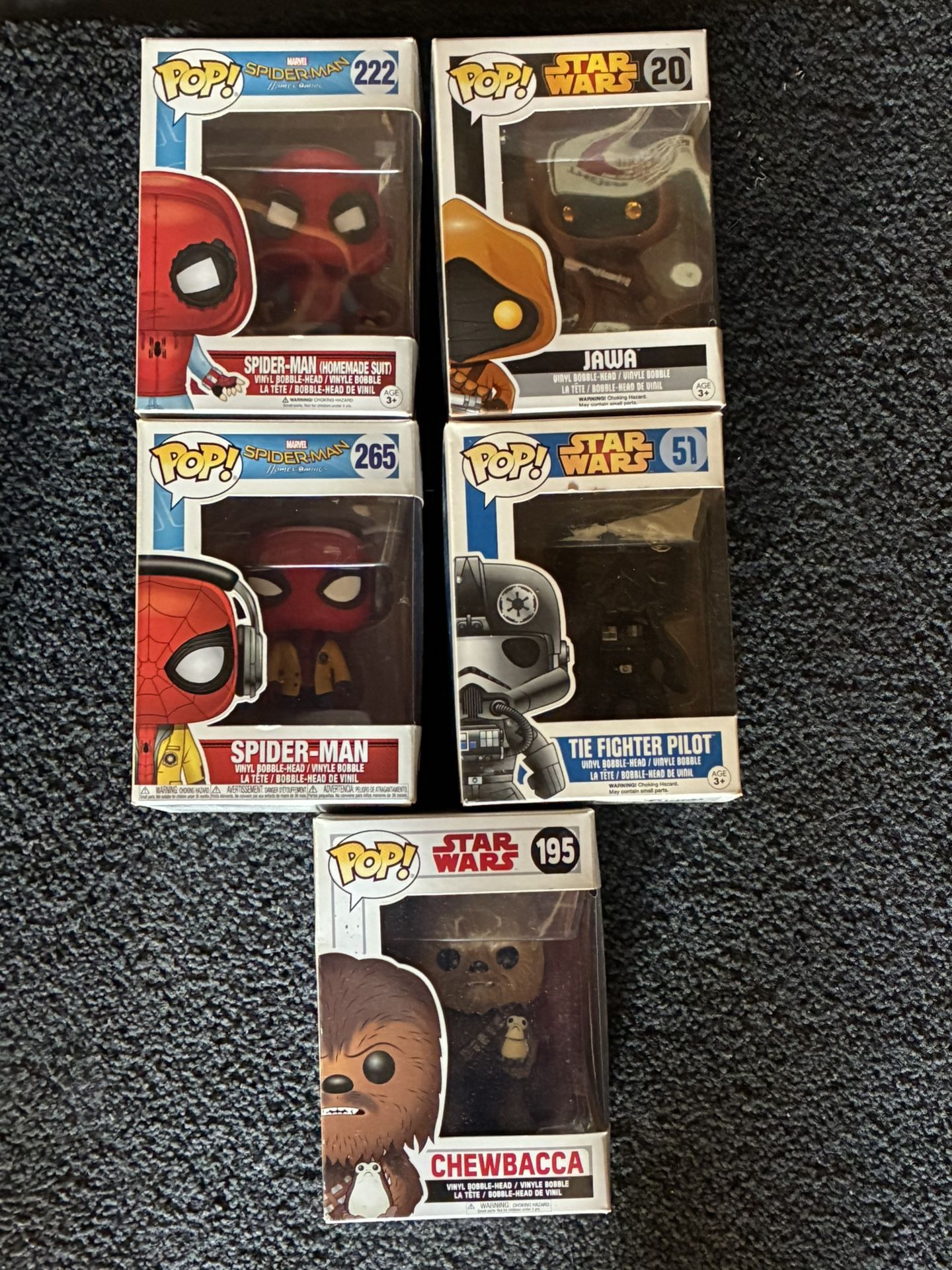 Star Wars/ Spider Man Funko