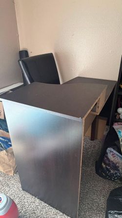 Dark Brown Corner Desk with Drawer