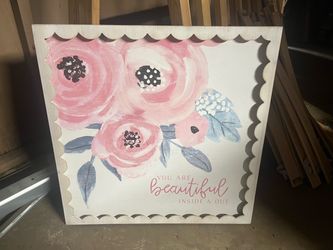 Floral Wood Wall Sign You Are Beautiful