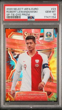 2020 PANINI SELECT UEFA EURO SP-TIE-DYE PRIZM ROBERT LEWANDOWSKI PSA 10
