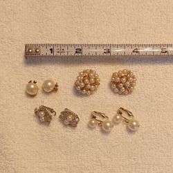 4 Pairs Pearl Clip-on Earrings 