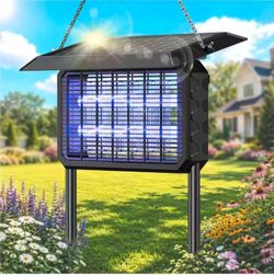 IYZ Solar Bug Zapper Outdoor Waterproof, 3-in-1 Cordless Fly Trap with Dual Power (Solar + USB) & 6000mAh Battery