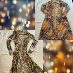 New LuLaRoe Sarah Lot of 2 Long Cardigan Cover Up Rainbow Colorful Women Small