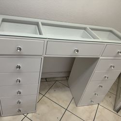 Makeup Vainty Desk With Tempered Glass Top